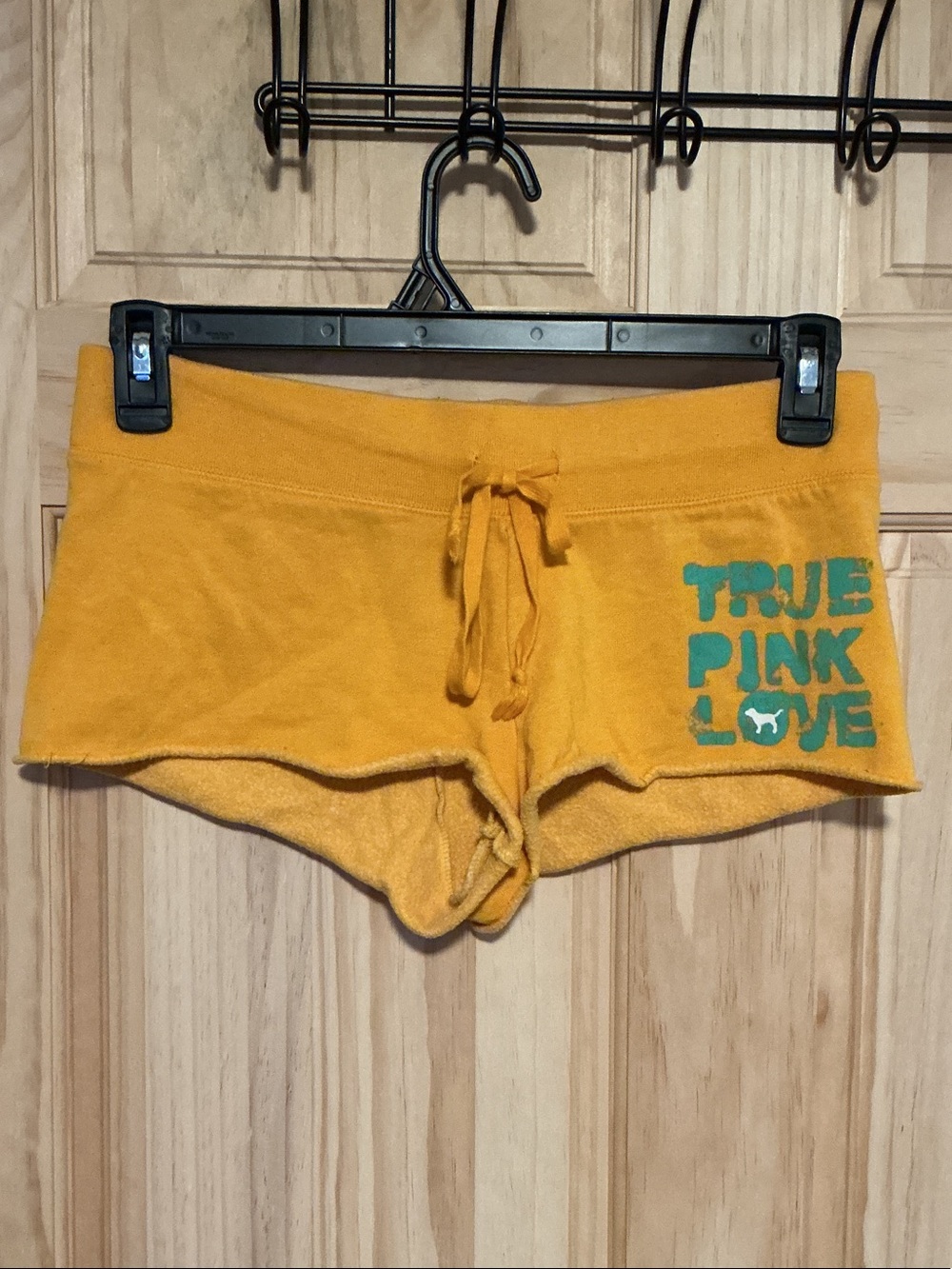 PINK Victoria's Secret Yellow Shorts with Pink Logo Tag
